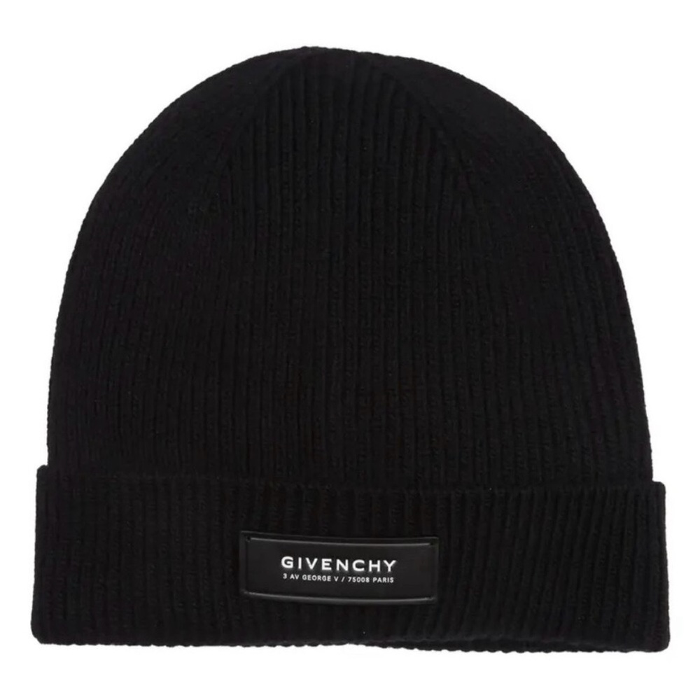 Givenchy Paris Spell Out Unisex Black Wool And Cashmere Beanie Authentic